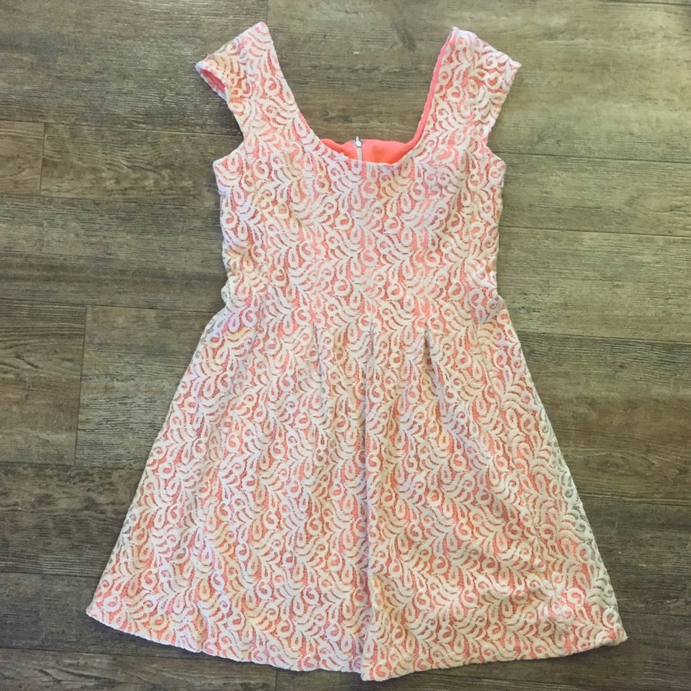 Orange and cream lace dress